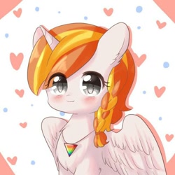 Size: 640x640 | Tagged: safe, derpibooru import, oc, oc only, oc:cokecoffee, alicorn, pony, braid, chest fluff, cute, female, horn, jewelry, mare, pendant, solo, wings