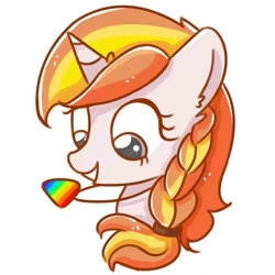 Size: 600x600 | Tagged: safe, derpibooru import, oc, oc only, oc:cokecoffee, alicorn, pony, braid, bust, female, horn, jewelry, mare, pendant, portrait, simple background, smiling, solo, white background