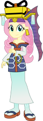 Size: 1315x3688 | Tagged: safe, artist:sketchmcreations, derpibooru import, fluttershy, human, equestria girls, g4, alternate hairstyle, breasts, cleavage, clothes, cosplay, costume, dress, ear piercing, earring, female, jewelry, kimono (clothing), off shoulder, okami, piercing, sandals, simple background, socks, solo, transparent background, vector