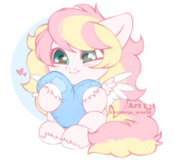 Size: 900x820 | Tagged: source needed, useless source url, safe, artist:avroras_world, derpibooru import, oc, oc only, oc:ninny, pegasus, blushing, chibi, colored wings, cute, female, heart, heterochromia, mare, simple background, sitting, spread wings, two toned mane, two toned wings, wings