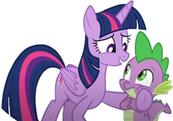 Size: 3594x2520 | Tagged: safe, derpibooru import, edit, edited screencap, editor:homersimpson1983, screencap, spike, twilight sparkle, twilight sparkle (alicorn), alicorn, dragon, pony, g4, background removed, duo, duo male and female, episode needed, female, male, not a vector, winged spike, wings