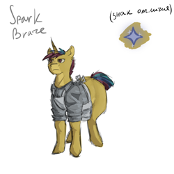 Size: 1000x1000 | Tagged: safe, artist:seemah, derpibooru import, oc, oc only, oc:spark braze, pony, unicorn, g4, concept art, horn, madness is magic, male, solo