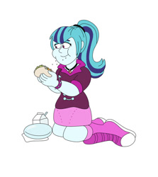 Size: 828x929 | Tagged: safe, artist:luvi-verse, derpibooru import, sonata dusk, human, equestria girls, g4, eating, female, food, simple background, solo, taco, white background