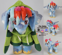 Size: 2160x1920 | Tagged: safe, artist:chillynachos, derpibooru import, oc, oc only, original species, pegasus, pony, clothes, commission, commission open, craft, hat, hoodie, plushie, pony plushie, solo