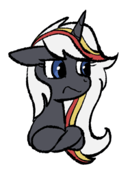 Size: 401x527 | Tagged: safe, artist:brella, derpibooru import, oc, oc only, oc:velvet remedy, pony, unicorn, fallout equestria, bust, female, frown, gif, horn, mare, non-animated gif, outline, portrait, simple background, solo, transparent background, white outline