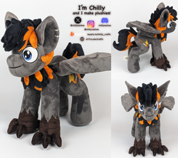 Size: 2160x1920 | Tagged: safe, artist:chillynachos, derpibooru import, oc, oc only, oc:crafted sky, hippogriff, pony, commission, commission open, craft, ear piercing, piercing, plushie, pony plushie, solo