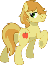 Size: 3193x4356 | Tagged: safe, artist:c1trine, artist:doraair, artist:jonesdylan874, artist:kishmond, artist:noxwyll, artist:stephen-fisher, derpibooru import, braeburn, earth pony, pony, g4, braebutt, butt, flank, looking at you, looking back, looking back at you, plot, raised hoof, raised leg, sexy, shiny, simple background, transparent background, underhoof