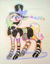 Size: 1689x2139 | Tagged: safe, artist:r-cang, derpibooru import, oc, oc only, pony, hat, hooves, smiling, solo, top hat, traditional art