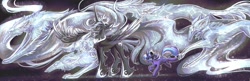 Size: 3264x1058 | Tagged: safe, artist:r-cang, derpibooru import, oc, alicorn, dog, pegasus, pony, windigo, alicorn oc, group, horn, pegasus oc, wings