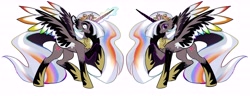 Size: 8079x3094 | Tagged: safe, artist:r-cang, derpibooru import, oc, oc only, alicorn, alicorn oc, horn, reference sheet, side view, simple background, solo, white background, wings