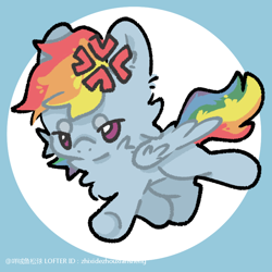 Size: 750x750 | Tagged: safe, artist:zhixidezhouxiansheng, derpibooru import, rainbow dash, pegasus, pony, g4, cross-popping veins, emanata, solo