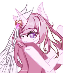 Size: 750x866 | Tagged: safe, artist:xiaoshundrew, derpibooru import, alicorn, pony, elysia (honkai impact 3rd), female, honkai impact 3rd, mare, ponified, simple background, solo, species swap, white background