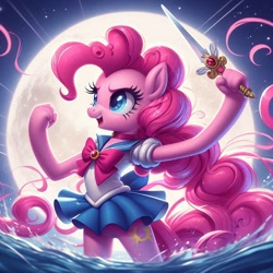 Size: 1024x1024 | Tagged: safe, ai content, derpibooru import, machine learning generated, pinkie pie, g4, female, prompter:pinkiepiepics, sailor moon, sailor moon (series)