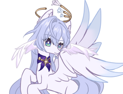 Size: 1680x1291 | Tagged: safe, alternate version, artist:xiaoshundrew, derpibooru import, pegasus, pony, female, honkai: star rail, mare, ponified, robin (honkai: star rail), simple background, species swap, white background