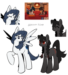 Size: 939x1031 | Tagged: safe, artist:butterfoliage, derpibooru import, oc, oc only, earth pony, pegasus, pony