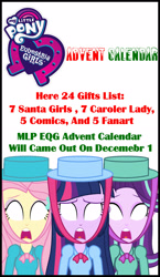 Size: 1647x2849 | Tagged: safe, artist:cartoonmasterv3, derpibooru import, fluttershy, starlight glimmer, twilight sparkle, twilight sparkle (alicorn), alicorn, human, equestria girls, g4, advent calendar, christmas, christmas 2024, female, holiday, list, trio, trio female