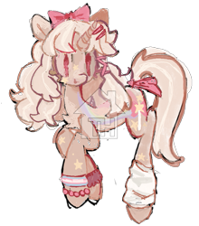 Size: 773x878 | Tagged: safe, artist:dddddaxie998839, derpibooru import, oc, oc only, oc:rainbow droplet, pony, unicorn, 2023, blonde, blonde mane, blonde tail, bow, bracelet, brown eyelashes, brown sclera, chest fluff, clothes, colored eyelashes, eyelashes, female, female oc, hair accessory, hairclip, horn, jewelry, leg markings, leg warmers, long mane, long tail, mane accessory, obtrusive watermark, old art, open mouth, open smile, pink bow, pride, pride flag, red eyes, simple background, smiling, star mark, stars, striped mane, striped tail, tail, tail bow, tan coat, toyhouse watermark, trans female, transgender, transgender oc, transgender pride flag, transparent background, unicorn horn, unicorn oc, watermark, wristband