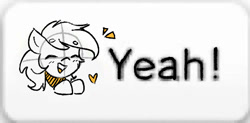 Size: 640x315 | Tagged: safe, artist:morningbullet, derpibooru import, oc, oc only, oc:noot, earth pony, pony, heart, meme, miiverse, open mouth, simple background, smiling, solo, white background, yeah, yeah! (miiverse)