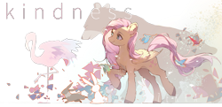 Size: 2839x1377 | Tagged: safe, artist:zekra, derpibooru import, fluttershy, bear, bird, butterfly, flamingo, pegasus, pony, rabbit, g4, animal, female, mare, simple background, smiling, text, transparent background, unshorn fetlocks