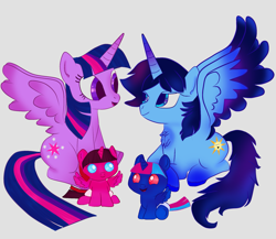 Size: 1879x1633 | Tagged: safe, derpibooru import, twilight sparkle, twilight sparkle (alicorn), oc, oc:blue thunder, alicorn, g4, canon x oc, colt, family, female, filly, foal, male, parent:twilight sparkle, shipping, straight, thundersparkle