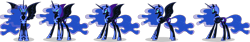 Size: 5227x869 | Tagged: safe, derpibooru import, nightmare moon, alicorn, pony, g4, concave belly, dhx media, ethereal hair, ethereal mane, ethereal tail, evil, female, flash asset, flash puppet, leak, mare, puppet rig, reference, simple background, slender, solo, spread wings, tail, tall, thin, transparent background, turnaround, wings