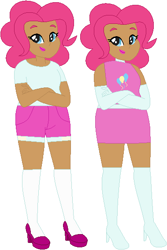 Size: 379x566 | Tagged: safe, artist:sturk-fontaine, derpibooru import, pinkie pie, human, equestria girls, g4, base used, chubby, clothes, human coloration, kneesocks, simple background, socks, superhero, white background