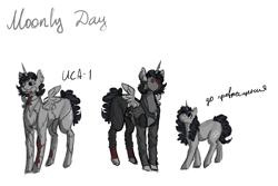 Size: 1500x1000 | Tagged: safe, artist:seemah, derpibooru import, oc, oc only, oc:moonly day, alicorn, unicorn, g4, alicorn oc, black mane, crossover, female, golem, horn, madness is magic, madness project nexus, mare, solo, solo female, unicorn oc, wings