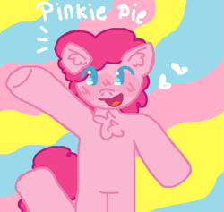 Size: 583x552 | Tagged: safe, artist:mikey-issoilly, derpibooru import, pinkie pie, earth pony, pony, semi-anthro, g4, bipedal, chest fluff, female, heart, mare, waving