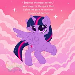 Size: 1500x1500 | Tagged: safe, artist:faelingmagic, derpibooru import, twilight sparkle, twilight sparkle (alicorn), alicorn, pony, g4, flying, solo