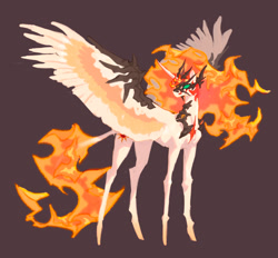 Size: 1680x1560 | Tagged: safe, artist:qhsg8, derpibooru import, daybreaker, alicorn, pony, g4, brown background, concave belly, lanky, long legs, simple background, skinny, solo, spread wings, tall, thin, wings