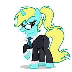 Size: 800x800 | Tagged: safe, artist:oblivionfall, artist:therealcavatina, derpibooru import, oc, oc only, oc:nova bell, pony, unicorn, clothes, horn, necktie, simple background, solo, suit, transparent background