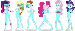 Size: 1092x453 | Tagged: safe, artist:amadondawn, derpibooru import, applejack, fluttershy, pinkie pie, rainbow dash, rarity, sci-twi, twilight sparkle, human, equestria girls, g4, humane five, humane six, power ponies, simple background, white background