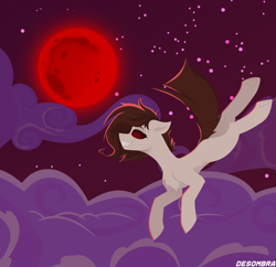 Size: 8720x8454 | Tagged: safe, artist:desombra, derpibooru import, oc, oc only, oc:kilt, blood moon, cloud, female, flying, moon, night, sky, solo, spirals, stars, swirly eyes