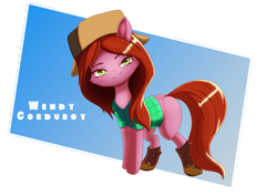 Size: 7016x4961 | Tagged: safe, artist:bluishdraft, derpibooru import, earth pony, pony, boots, clothes, female, flannel shirt, gravity falls, hat, ponified, shoes, solo, species swap, wendy corduroy