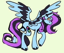 Size: 1080x905 | Tagged: safe, artist:broniesforponies, derpibooru import, oc, oc only, pegasus, pony, art trade, black mane, black tail, blue coat, purple mane, purple tail, solo, tail