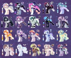 Size: 2048x1686 | Tagged: safe, artist:flixanoa, derpibooru import, oc, oc only, bat pony, earth pony, pegasus, pony, abstract background, adoptable, adoptable open, ahoge, bandage, bandaged leg, bandaid, bandana, base used, bat pony oc, big eyes, bipedal, black eyeshadow, black socks, black wings, blaze (coat marking), blue eyes, blue mane, blue pupils, blue sclera, blue tail, blue wings, bow, braid, braided ponytail, braided tail, brown coat, brown hooves, chest fluff, choker, clothes, coat markings, collar, color palette, colored belly, colored eartips, colored eyelashes, colored hooves, colored horns, colored muzzle, colored pupils, colored sclera, colored wings, coontails, cowboy hat, cream coat, curly hair, curly mane, curly tail, dyed mane, ear fluff, ear piercing, ear tufts, earring, ears, earth pony oc, eye clipping through hair, eyelashes, eyeshadow, facial markings, fangs, fishnet clothing, fishnet stockings, flower, flower in hair, flower in tail, fluffy leg warmers, folded wings, frown, gauges, glasses, gradient ears, gradient legs, gradient mane, gradient tail, gray coat, gray eyes, gray eyeshadow, gray mane, gray tail, gray wings, green bow, green coat, green eyes, green mane, green tail, green wings, hair accessory, hair bow, hair tie, hat, heterochromia, hock fluff, hoodie, hoofless socks, hooves, horn, horns, jacket, jewelry, lace choker, leather, leather jacket, leg markings, leg warmers, lidded eyes, light blue coat, long mane, long socks, long tail, looking back, makeup, mane accessory, multicolored mane, multicolored tail, narrowed eyes, neckerchief, orange eyes, orange mane, orange tail, orange wings, outline, pale belly, pale muzzle, pegasus oc, piercing, pigtails, pink coat, pink eyes, ponytail, punk, purple coat, purple eyes, purple eyeshadow, purple wings, raised hoof, raised leg, red eyes, red hooves, round glasses, ruffled collar, scrapes, shirt, short horns, short mane, short tail, shoulder fluff, silver coat, sleeveless, sleeveless hoodie, slit eyes, smiling, snip (coat marking), socks, socks (coat marking), sparkly eyes, sparkly mane, sparkly tail, spiky mane, spiky tail, spots, stetson, stockings, straight mane, straight tail, striped leg warmers, striped mane, striped tail, suit jacket, tail, tail bow, tattoo, thick horn, thigh highs, three quarter view, three toned mane, three toned tail, tied mane, tied tail, tinted glasses, tongue, tongue out, two toned ears, two toned wings, unicorn horn, unnamed oc, wall of tags, white coat, white eyelashes, white hooves, white wings, wingding eyes, wings, witch hat, wristband, yellow coat