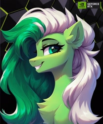 Size: 1704x2048 | Tagged: safe, ai content, derpibooru import, generator:pony diffusion v6 xl, generator:stable diffusion, machine learning generated, oc, oc only, pegasus, female, graphics card, looking sideways, mare, nvidia, prompter:midnight dashie, smiling