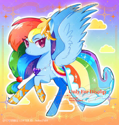 Size: 750x789 | Tagged: safe, artist:keke2569, derpibooru import, rainbow dash, pegasus, pony, clothes, dress, gala dress, gown, gradient background, rainbow background, rainbow dash's first gala dress, solo