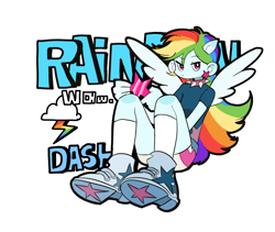 Size: 1946x1642 | Tagged: safe, artist:weiawei08194, derpibooru import, rainbow dash, human, clothes, collar, female, human female, lidded eyes, shorts, simple background, solo, white background