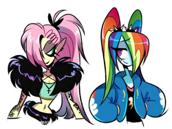 Size: 750x565 | Tagged: safe, artist:pumpkiner_, derpibooru import, fluttershy, rainbow dash, equestria girls, g4, solo, wasp waist