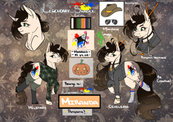 Size: 1700x1200 | Tagged: safe, artist:legendaryshadee, derpibooru import, oc, oc:miranda, pony, unicorn, camouflage, clothes, female, hoodie, horn, mare, reference sheet, solo