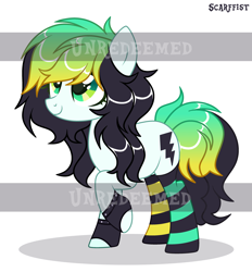 Size: 3250x3500 | Tagged: safe, artist:scarffist, derpibooru import, oc, oc only, earth pony, pony, adoptable, auction, auction open, base used, black mane, clothes, cute, female, gloves, gradient mane, gradient tail, green eyes, happy, light skin, long hair, long mane, long tail, simple background, smiling, socks, solo, stockings, striped socks, tail, thigh highs, watermark, white background