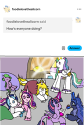 Size: 915x1362 | Tagged: safe, artist:ask-luciavampire, derpibooru import, princess cadance, princess celestia, princess luna, shining armor, spike, twilight sparkle, twilight sparkle (alicorn), oc, alicorn, pony, undead, vampire, vampony, ask, tumblr