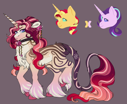 Size: 1280x1054 | Tagged: safe, artist:malinraf1615, derpibooru import, starlight glimmer, sunset shimmer, oc, pony, unicorn, horn, magical lesbian spawn, male, offspring, parent:starlight glimmer, parent:sunset shimmer, parents:shimmerglimmer, simple background, stallion