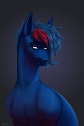 Size: 1332x2000 | Tagged: safe, artist:universalevil, derpibooru import, oc, oc only, pony, bust, gradient background, portrait, solo