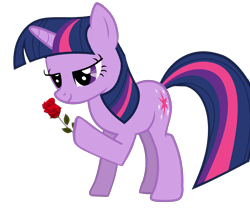 Size: 2840x2470 | Tagged: artist needed, source needed, safe, derpibooru import, twilight sparkle, unicorn twilight, pony, unicorn, g4, female, flower, horn, mare, rose, simple background, solo, transparent background