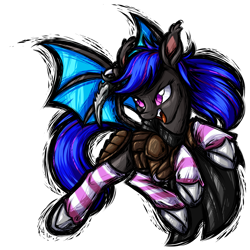 Size: 3600x3600 | Tagged: safe, artist:thescornfulreptilian, derpibooru import, oc, oc only, oc:ebony rose, bat pony, pony, them's fightin' herds, clothes, community related, female, leg warmers, mare, simple background, solo, striped leg warmers, transparent background