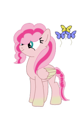 Size: 640x936 | Tagged: safe, artist:an_anonymous_anime, derpibooru import, oc, oc only, pegasus, pony, g4, base used, colored wings, cutie mark, female, folded wings, fusion, fusion:flutterpie, fusion:fluttershy, fusion:pinkie pie, gradient hooves, pegasus oc, simple background, smiling, solo, transparent background, wings