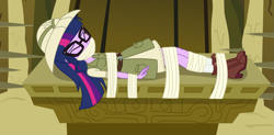 Size: 2917x1436 | Tagged: safe, alternate version, artist:nie-martw-sie-o-mnie, derpibooru import, part of a set, sci-twi, twilight sparkle, human, equestria girls, g4, read it and weep, alternate character, bondage, boots, clothes, explorer outfit, eyes closed, gag, hat, peril, pith helmet, sci-twi outfits, shoes, skirt, socks, tape, tape bondage, tape gag