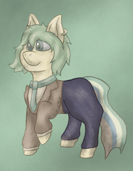 Size: 1550x2000 | Tagged: safe, artist:lil_vampirecj, derpibooru import, oc, oc only, earth pony, pony, artfight, artfight 2024, artfight attack, clip studio paint, clothes, digital art, ear piercing, earring, jewelry, necktie, piercing